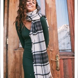 Timeless black and white plaid scarf